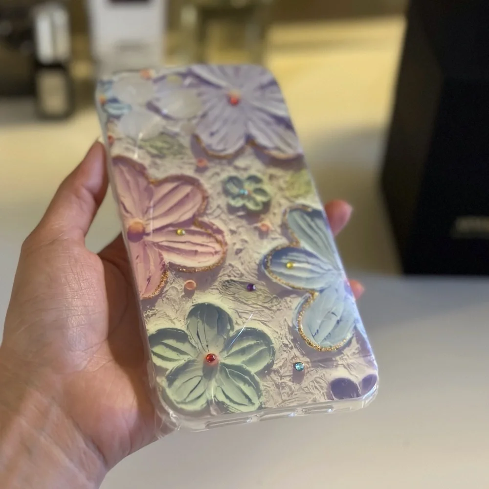 NEW Flower Painting TPU iPhone 14 Pro Max Case